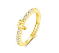 INFUSEU Anello Con Iniziale, Argento 925 18K Oro Anelli Donna Regolabili A-Z Lettera F Captiale Impilabili Personalizzato Nome Gioielli Regalo Di Mamma Donna