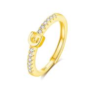 INFUSEU Anello Con Iniziale, Argento 925 18K Oro Anelli Donna Regolabili A-Z Lettera G Captiale Impilabili Personalizzato Nome Gioielli Regalo Di Mamma Donna