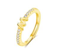 INFUSEU Anello Con Iniziale, Argento 925 18K Oro Anelli Donna Regolabili A-Z Lettera M Captiale Impilabili Personalizzato Nome Gioielli Regalo Di Mamma Donna