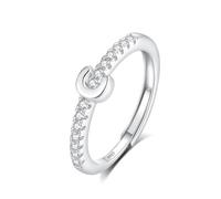 INFUSEU Anello Con Iniziale, Argento 925 Anelli Donna Regolabili A-Z Lettera Captiale C Impilabili Personalizzato Nome Gioielli Regalo Di Mamma Donna