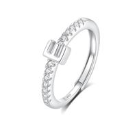 INFUSEU Anello Con Iniziale, Argento 925 Anelli Donna Regolabili A-Z Lettera Captiale E Impilabili Personalizzato Nome Gioielli Regalo Di Mamma Donna