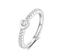 INFUSEU Anello Con Iniziale, Argento 925 Anelli Donna Regolabili A-Z Lettera G Captiale Impilabili Personalizzato Nome Gioielli Regalo Di Mamma Donna