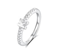 INFUSEU Anello Con Iniziale, Argento 925 Anelli Donna Regolabili A-Z Lettera K Captiale Impilabili Personalizzato Nome Gioielli Regalo Di Mamma Donna