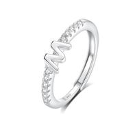 INFUSEU Anello Con Iniziale, Argento 925 Anelli Donna Regolabili A-Z Lettera M Captiale Impilabili Personalizzato Nome Gioielli Regalo Di Mamma Donna