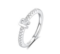 INFUSEU Anello Con Iniziale, Argento 925 Anelli Donna Regolabili A-Z Lettera R Captiale Impilabili Personalizzato Nome Gioielli Regalo Di Mamma Donna