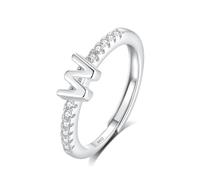 INFUSEU Anello Con Iniziale, Argento 925 Anelli Donna Regolabili A-Z Lettera W Captiale Impilabili Personalizzato Nome Gioielli Regalo Di Mamma Donna