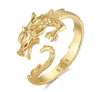 INFUSEU Anello Del Drago, Argento Sterling 925 18K Oro Gioielli Gotici Da Uomo Donna Con Drago Creatura Mitica e Fantasy di Ispirazione Medievale Anello Regolabile Unico