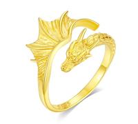 INFUSEU Anello Drago Donna Argento Sterling 925 Vintage Medievale Animale 18K Oro Gioielli Regolabili Anelli Della Anelli Regalo per Ragazze Signora