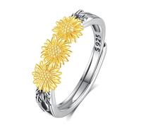 INFUSEU Anello Girasole Donna Argento Sterling 925 Gioielli Regolabili Anelli Dell'abbraccio Della Mano Regalo per Ragazze Signora