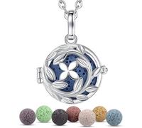 INFUSEU Ciondolo Aromaterapia Donna, Collana Quadrifoglio Diffusore Di Oli Essenziali Ciondolo Placcato Argento Diffusore Di Profumo Regali per Donna