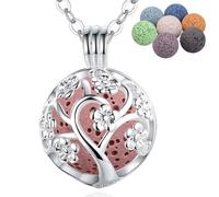 INFUSEU Ciondolo Aromaterapia Donne, Collana Argento Sakura Tree Olio Diffusore Oli Essenziali Profumo Cristalloterapia Chiama Angeli Pietre E Cristalli Chakra Regalo Sorella Maggiore