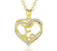 INFUSEU Ciondolo Lettera E, Iniziale Collana Cuore Cubic Zirconia 18K Oro Gioielli per Signora Moglie Madre Fidanzata Regali Romantici, Catena Da 20 Pollici