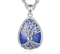 INFUSEU Collana Albero Della Vita Cristal Collane Cristallo Lapislazzuli Ciondolo Abbraccio Gioielli Ciondolo Yoga Fortunato Regalo per Le Donna Uomo