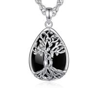 INFUSEU Collana Albero Della Vita Cristal Collane Cristallo Ossidiana Ciondolo Abbraccio Gioielli Ciondolo Yoga Fortunato Regalo per Le Donna Uomo