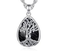 INFUSEU Collana Albero Della Vita Cristal Collane Cristallo Ossidiana/Corniola/Pietra di Luna/Malachite/Turchese/Ametista Ciondolo Abbraccio Gioielli Yoga Fortunato Regalo per Le Donna