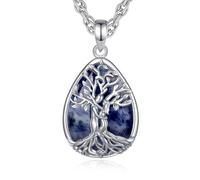 INFUSEU Collana Albero Della Vita Cristal Collane Cristallo Pietra Blu Ciondolo Abbraccio Gioielli Ciondolo Yoga Fortunato Regalo per Le Donna Uomo