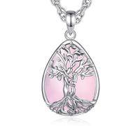 INFUSEU Collana Albero Della Vita Cristal Collane Cristallo Quarzo Rosa Ciondolo Abbraccio Gioielli Ciondolo Yoga Fortunato Regalo per Le Donna Uomo