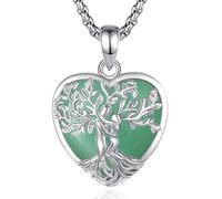 INFUSEU Collana Albero Della Vita Cristal Forma a Cuore Collane Cristallo Avventurina Ciondolo Abbraccio Gioielli Ciondolo Yoga Fortunato Regalo per Le Donna Uomo