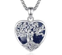 INFUSEU Collana Albero Della Vita Cristal Forma a Cuore Collane Cristallo Blu Ciondolo Abbraccio Gioielli Ciondolo Yoga Fortunato Regalo per Le Donna Uomo