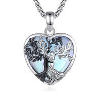 INFUSEU Collana Albero Della Vita Forma di Cuore Cristal Collane Cristallo Pietra di Luna Bicolore Ciondolo Abbraccio Gioielli Ciondolo Yoga Fortunato Regalo per Le Donna Uomo