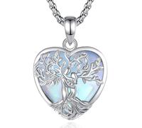 INFUSEU Collana Albero Della Vita Forma di Cuore Cristal Collane Cristallo Pietra di Luna Ciondolo Abbraccio Gioielli Ciondolo Yoga Fortunato Regalo per Le Donna Uomo