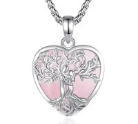 INFUSEU Collana Albero Della Vita Forma di Cuore Cristal Collane Cristallo Quarzo Rosa Ciondolo Abbraccio Gioielli Ciondolo Yoga Fortunato Regalo per Le Donna Uomo