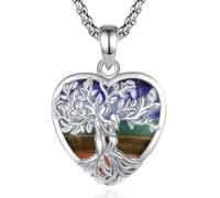 INFUSEU Collana Albero della Vita in Rodato Ciondolo Abbraccio con Cuore Cristallo Gioiello Pietra per Chakra Portafortuna per Yoga e Meditazione, Regalo per Donna