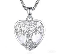 INFUSEU Collana Albero della Vita in Rodato Ciondolo Abbraccio con Cuore Cristallo Gioiello Trasparente Portafortuna per Yoga e Meditazione, Regalo per Donna