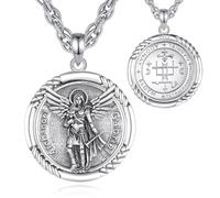 INFUSEU Collana Arcangelo Michel, Ciondolo Sterling 925 18K Oro Rabbia Guerriera Michele Circolare Medaglia San per Uomo