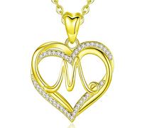 INFUSEU Collana Con Iniziale, Lettera A-z Alfabeto Capitale Multicolore Gioielli Doppio Cuore Collane Iniziali Cubic Zirconia Romantici Regali per Donne Ragazza Fidanzata