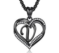INFUSEU Collana Con Iniziale, Lettera A-z Alfabeto Capitale Multicolore Gioielli Doppio Cuore Collane Iniziali Cubic Zirconia Romantici Regali per Donne Ragazza Fidanzata