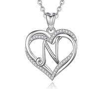 INFUSEU Collana Con Iniziale, Lettera A-z Alfabeto Capitale Multicolore Gioielli Doppio Cuore Collane Iniziali Cubic Zirconia Romantici Regali per Donne Ragazza Fidanzata