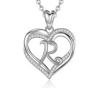 INFUSEU Collana Con Iniziale, Lettera A-z Alfabeto Capitale Multicolore Gioielli Doppio Cuore Collane Iniziali Cubic Zirconia Romantici Regali per Donne Ragazza Fidanzata