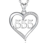 INFUSEU Collana con Numeri D'angelo, Collana D'argento 925 con Charm Numero 555 Ciondolo Portafortuna per Donne