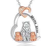 INFUSEU Collana Della Madre, Animale Ciondolo Famiglia Collana Argento Sterling 925 Madre Mamma Orsa e Cucciolo Animali Madre e Figlia Mama Bear Gioielli di Moda Regalo per la Mamma Nonna Zia