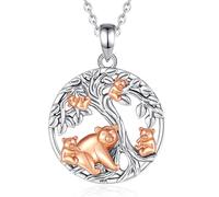INFUSEU Collana Della Madre, Ciondolo Animale Famiglia Collana Argento Sterling 925 Mamma Orsa Quattro Cuccioli Animali Gioielli di Moda Regalo per la Mamma Nonna Zia