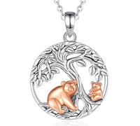 INFUSEU Collana Della Madre, Ciondolo Animale Famiglia Collana Argento Sterling 925 Orsa e Cucciolo Animali Gioielli di Moda Regalo per la Mamma Nonna Zia