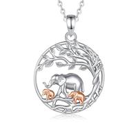 INFUSEU Collana Della Madre, Ciondolo Animale Famiglia in Argento Sterling 925 - Elefante Mamma e Due Figli - Gioielli di Moda Regalo per Mamma, Nonna, Zia