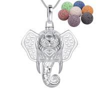 INFUSEU Collana Diffusore Di Oli Essenziali, Ciondolo Gufo Placcato Argento Aromaterapia Diffusore Gioielli Donna Collane Lunghe Donna con 7PC Lava Pietre e Catena 24", Regali per Signora