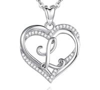 INFUSEU Collana Donna Iniziale L, Ciondolo Cuore Iniziale Senza Collo Cubic Zirconia Gioielli Compleanno Romantici Regali per Lei Sorella Suocera, Catena Da 20 Pollici