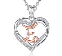 INFUSEU Collana Lettera per Donna, Oro Rosa Iniziale E Cuore Cubic Zirconia Gioielli CZ per Signora Moglie Madre Fidanzata Regali Romantici, Catena da 20 Pollici