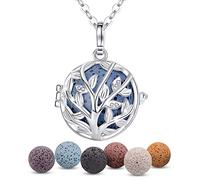 INFUSEU Collana Lunga Donna, Albero Della Vita Ciondolo Placcato Argento Gioielli Diffusore Di Olio Essenziale Collane Donne Lunga