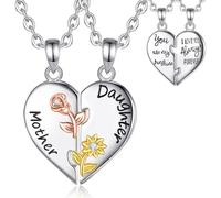 INFUSEU Collana Madre e Figlia Cuore Spezzato a Due Pezzi Gioiello Coordinato con Incisione You Are My Sunshine e I Love You Sempre Regalo per Mamma