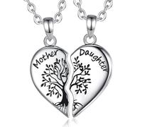 INFUSEU Collana Madre e Figlia Set con Albero della Vita e Cuore Spezzato Gioiello Coordinato Inciso Regalo per Donna Legame Indissolubile