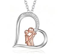 INFUSEU Collana Mamma e Figlia, Oro Rosa Ciondolo Matrigna E Figlio Gioielli Cuore Abbraccio Regalo Festa Della Mamma