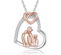 INFUSEU Collana Papà e Figlio Doppio Cuore Ciondolo a Cuore Gioiello di Famiglia Regalo per Papà con un Figlio Maschio Unico e Sentimentale