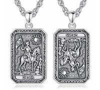 INFUSEU Collana Tarocchi, Carta della Morte Carte Dei Tarocchi Amuleto Portafortuna Retrò Dello Zodiaco Ciondolo Visione Bifacciale Gioielli Vintage Regali Con Costellazioni per Uomini E Donne