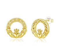 INFUSEU Orecchini Claddagh Argento Sterling 925 18K Oro Gioielli Nodo Celtico Irlandese Amore Celtico Eleganti Regalo per Donne