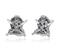 INFUSEU Orecchini Teschio Argento Sterling 925 Satana Punk Western Horror Satanismo Vintage Gioielli Regalo per Donne