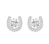 INFUSEU Orecchini Trifoglio Argento Sterling 925 Gioielli Nodo Celtico Irlandese Amore Eleganti Forma di U Regalo per Donne